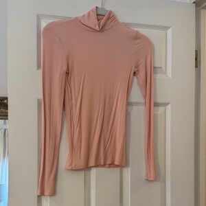Wilfred Aritzia Pink Ribbed Turtleneck Top